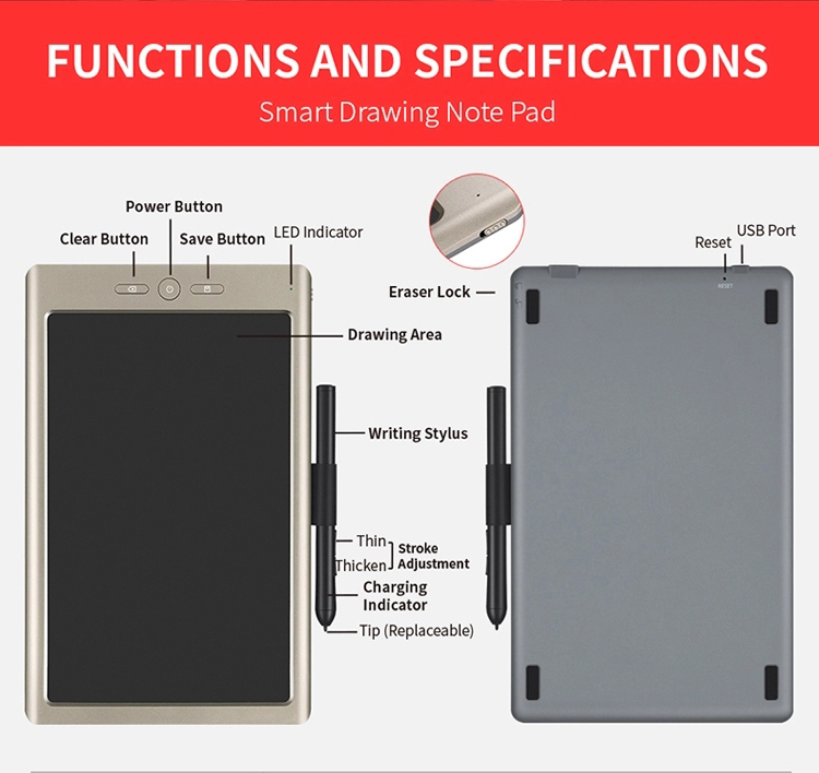 Business 10 inch digital note taking tablet lcd paperless writing graphic pad for laptop lcd writing board
